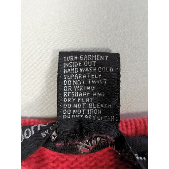 VTG Work In Progress Hong Kong Red Sweater Beaded Leather Heart 80s M - Picture 13 of 13